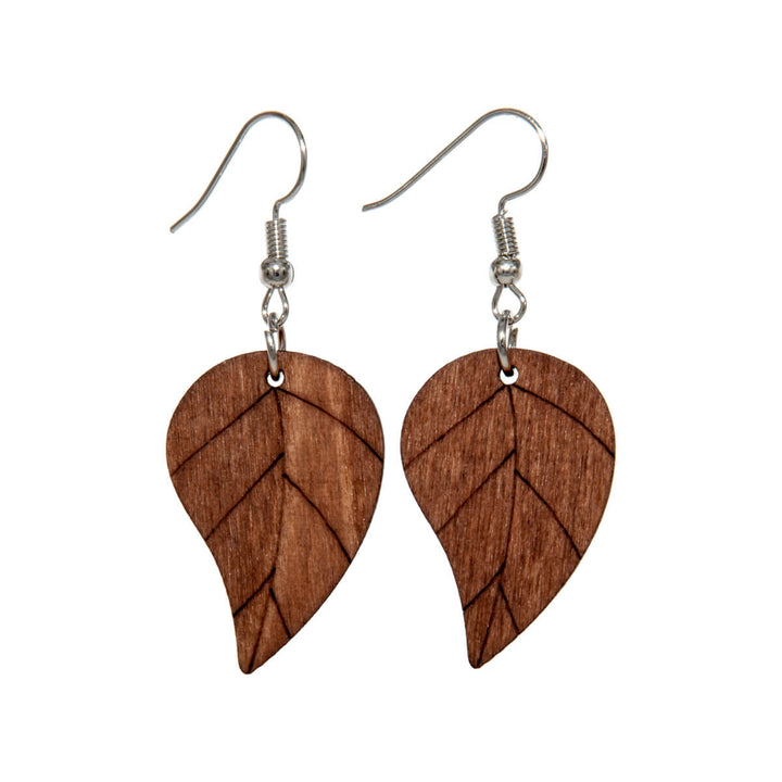 Wooden leaf earrings (Steel 316L)