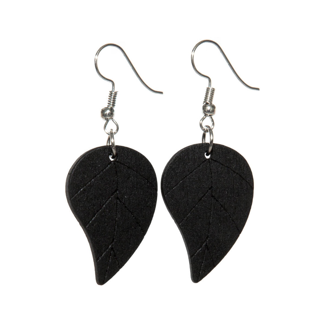 Wooden leaf earrings (Steel 316L)