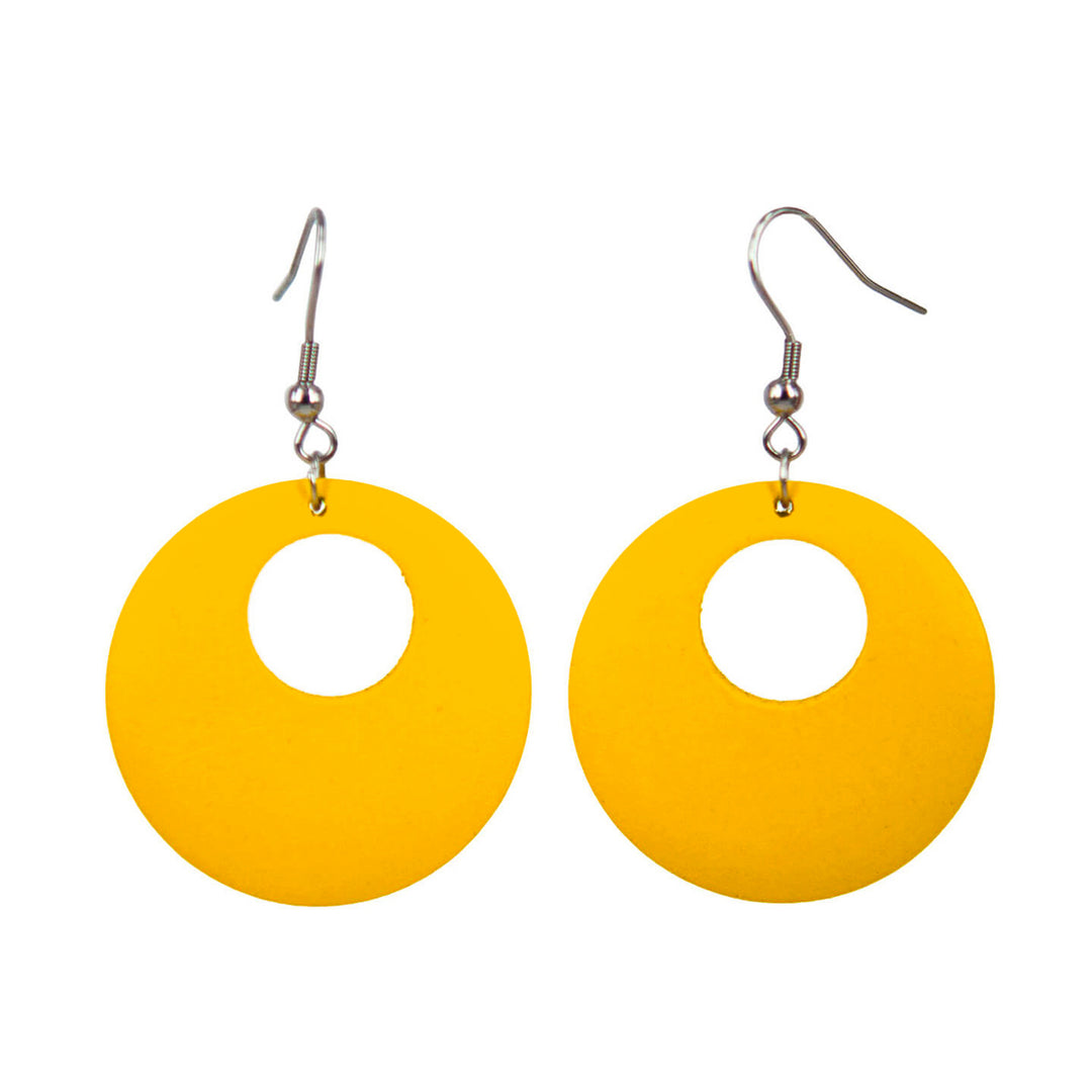 Domestic round wood earrings (Steel 316L)