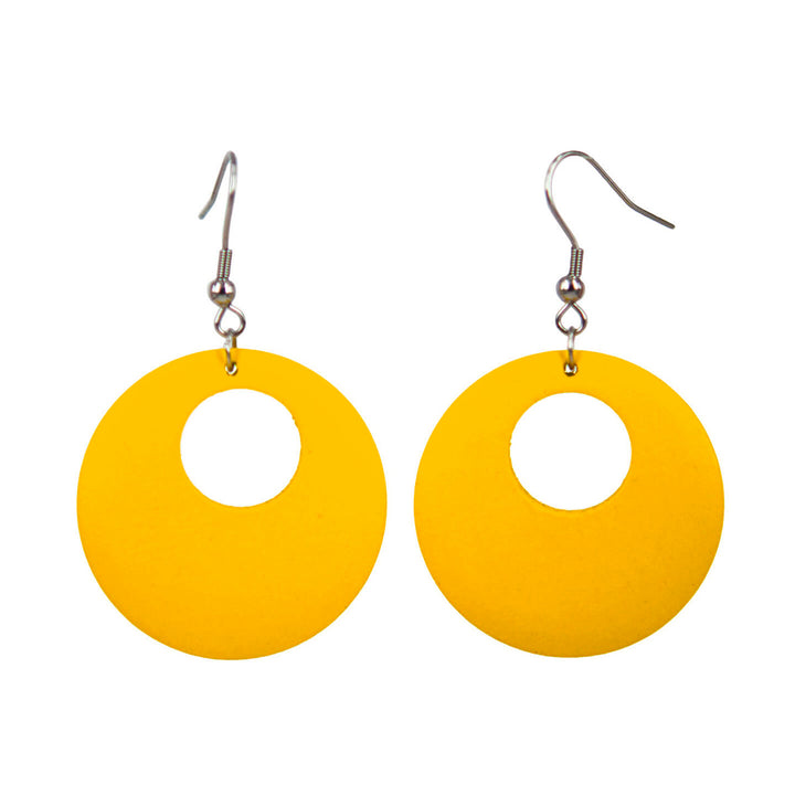 Domestic round wood earrings (Steel 316L)