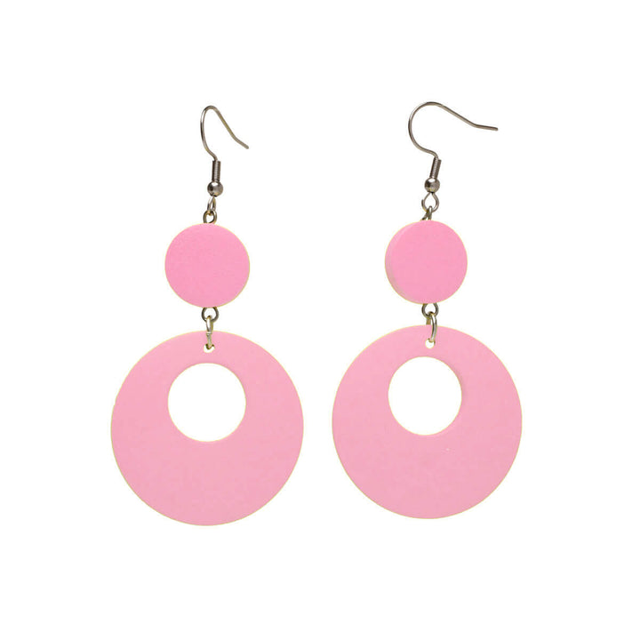 Wooden hanging ring earrings (Steel 316L)