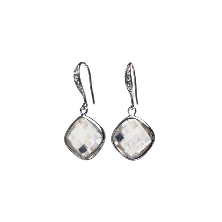 Sparkling hanging square earrings