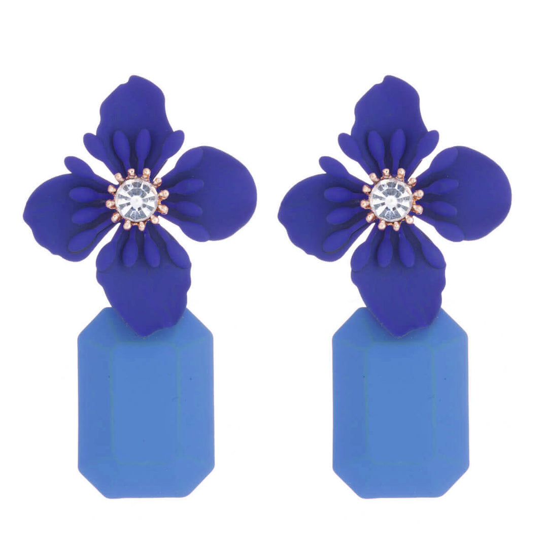 Flower earrings hanging rectangle