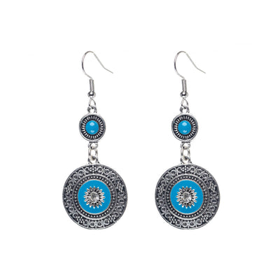 Hanging ethno earrings with glass stone