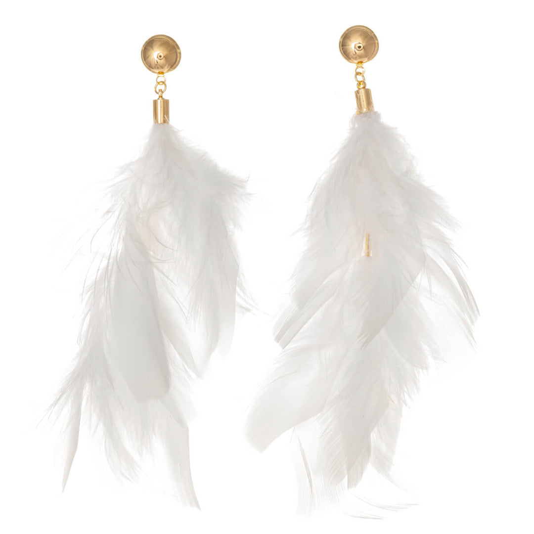 Big hanging feather earrings 12cm