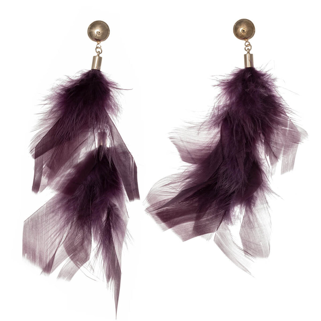 Big hanging feather earrings 12cm