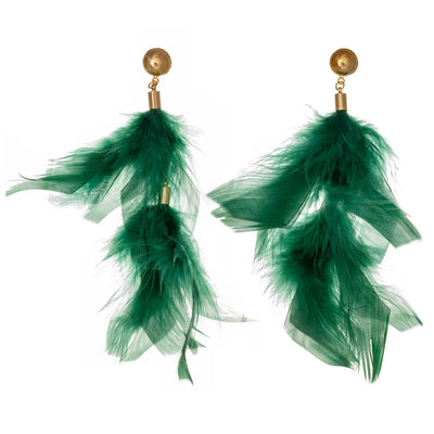 Big hanging feather earrings 12cm