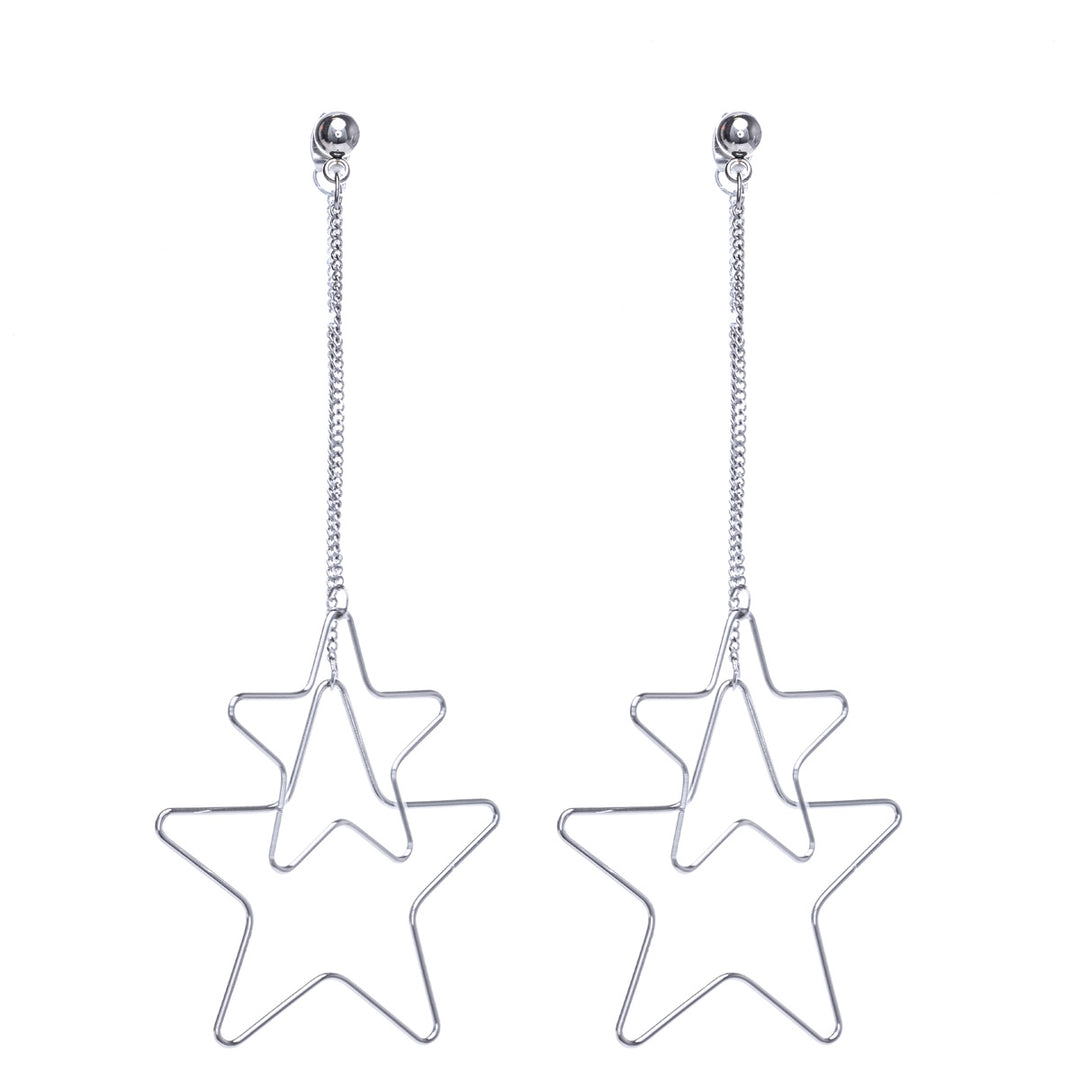 Star earrings hanging from a chain (Steel 316L)