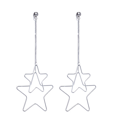 Star earrings hanging from a chain (Steel 316L)