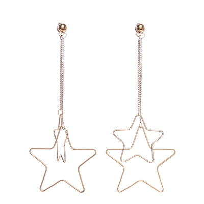 Star earrings hanging from a chain (Steel 316L)
