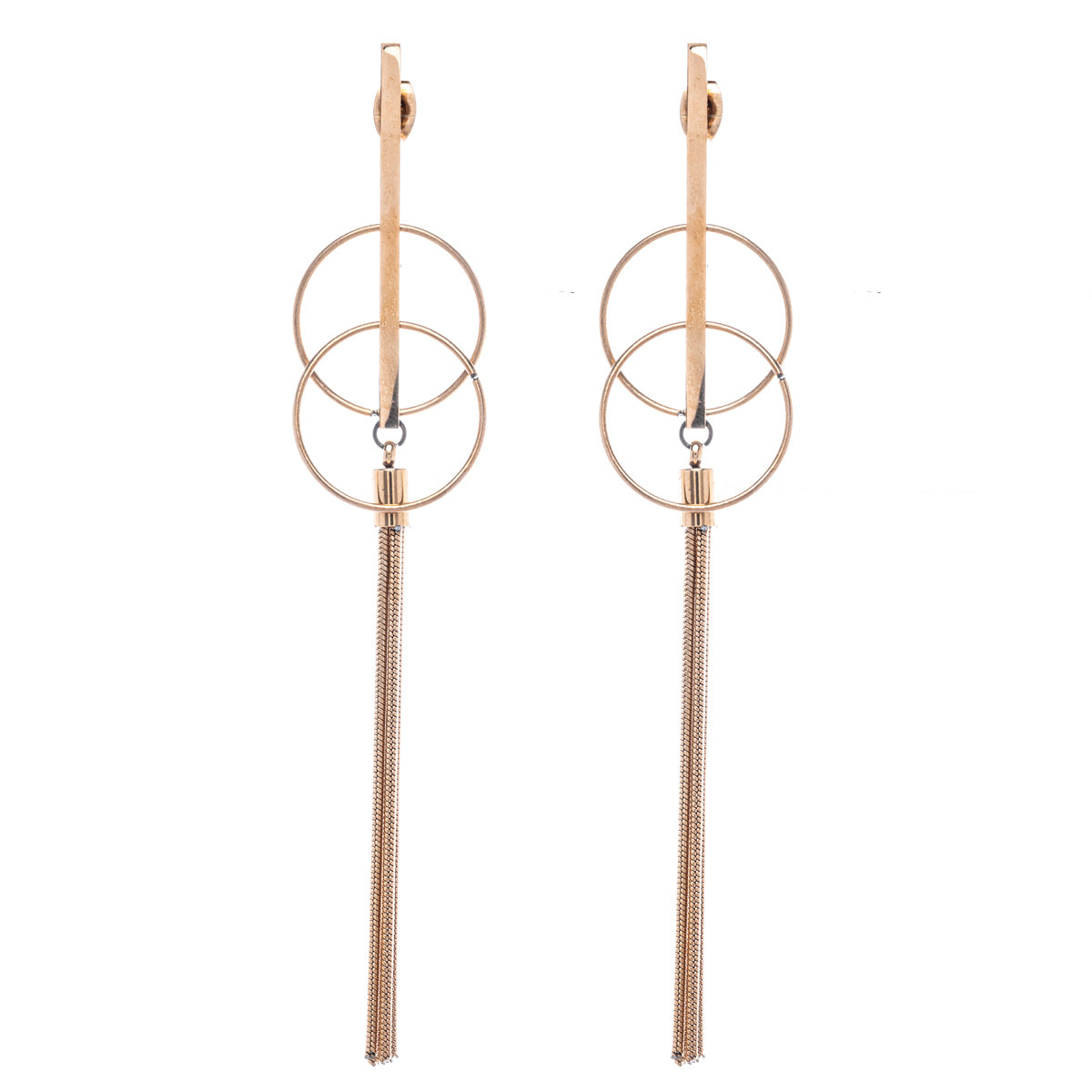 Steel pillar and tassels hanging earrings (Steel 316L)