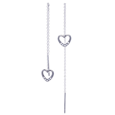 Chain earrings with glittering hearts (Steel 316L)