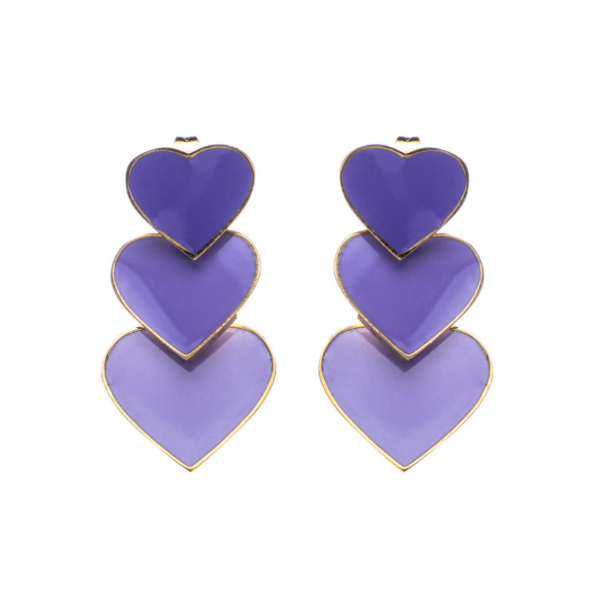 Hanging three hearts earrings (Steel 316L)