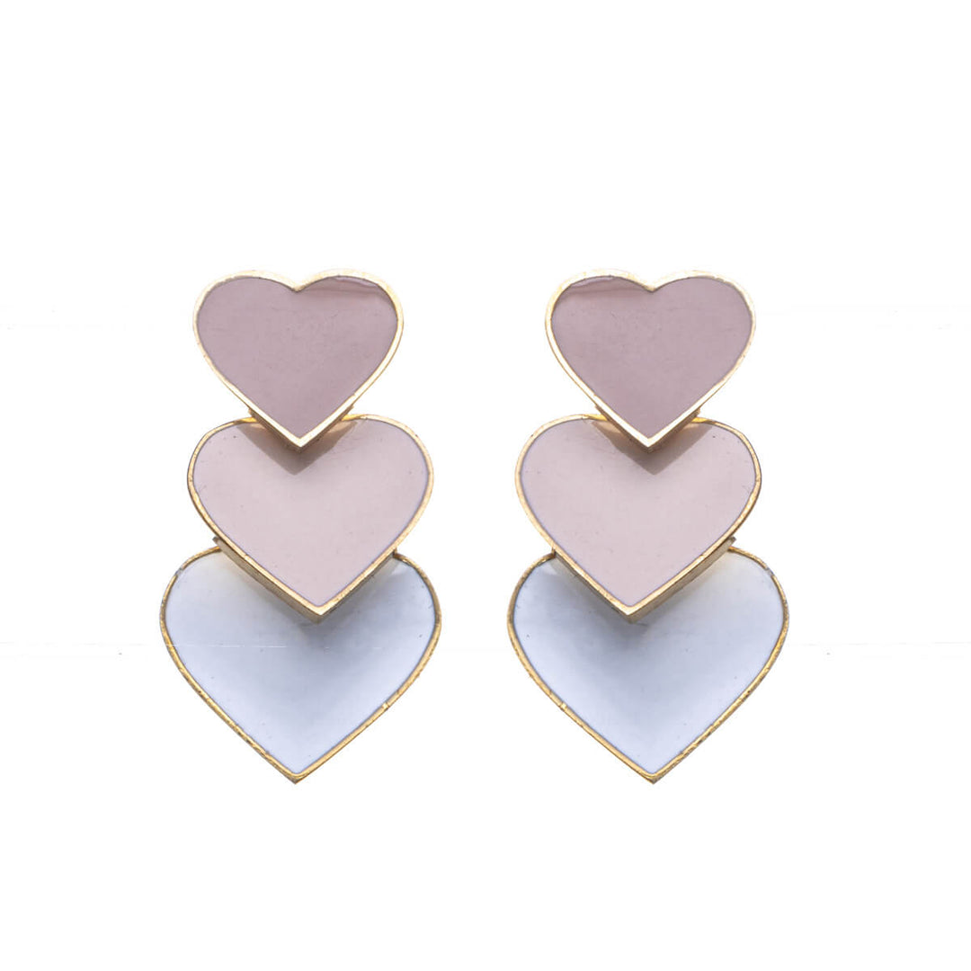 Hanging three hearts earrings (Steel 316L)