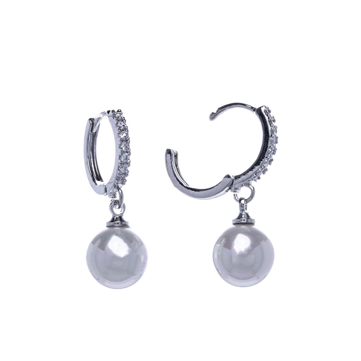 Dangling pearl earrings with zirconia earrings (10mm)