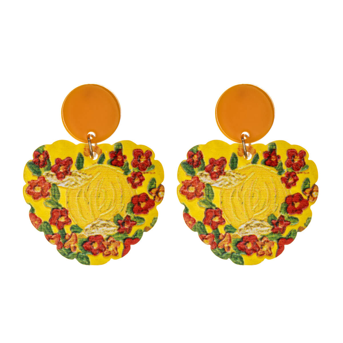 Heart shaped flower earrings