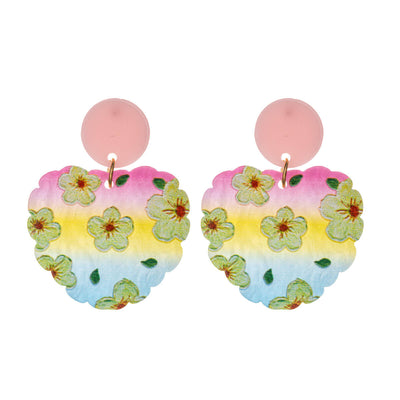 Heart shaped flower earrings