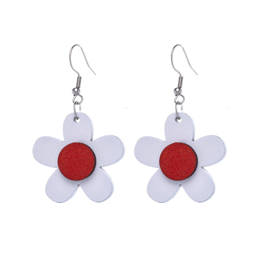 Wooden daisy earrings (Steel 316L)