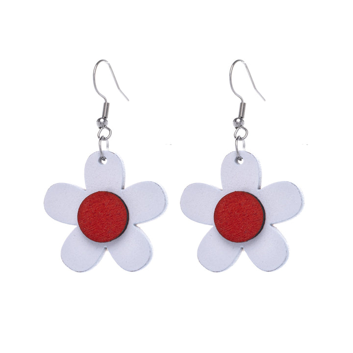 Wooden daisy earrings (Steel 316L)