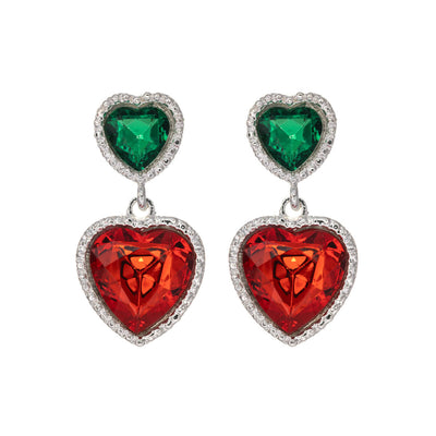 Two piece hanging heart earrings