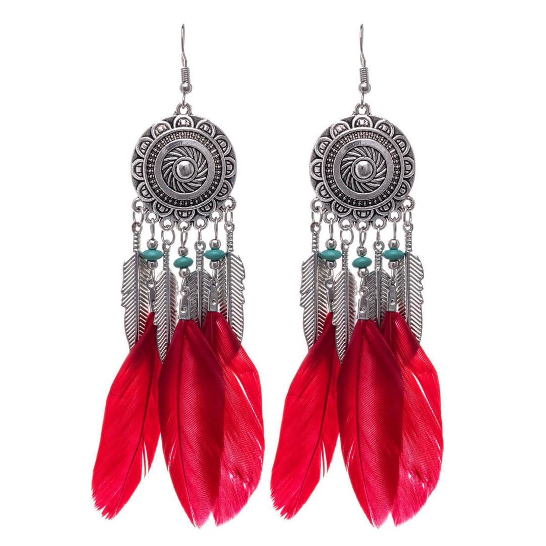 Big feather earrings poppy earrings