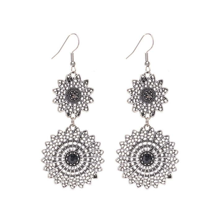 Hanging two-piece flower earrings