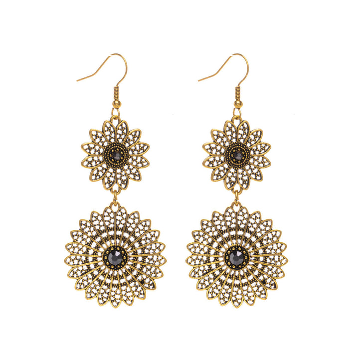 Hanging two-piece flower earrings