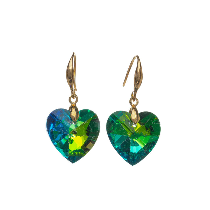 Hanging glass heart earrings