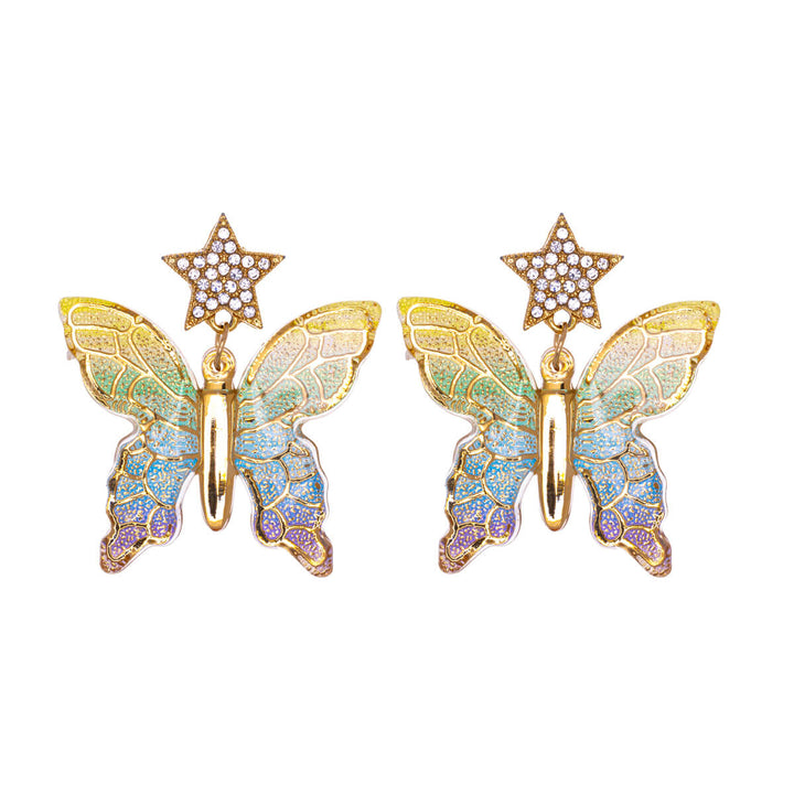 Hanging colourful butterfly earrings