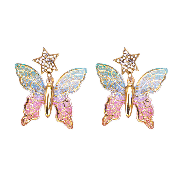 Hanging colourful butterfly earrings