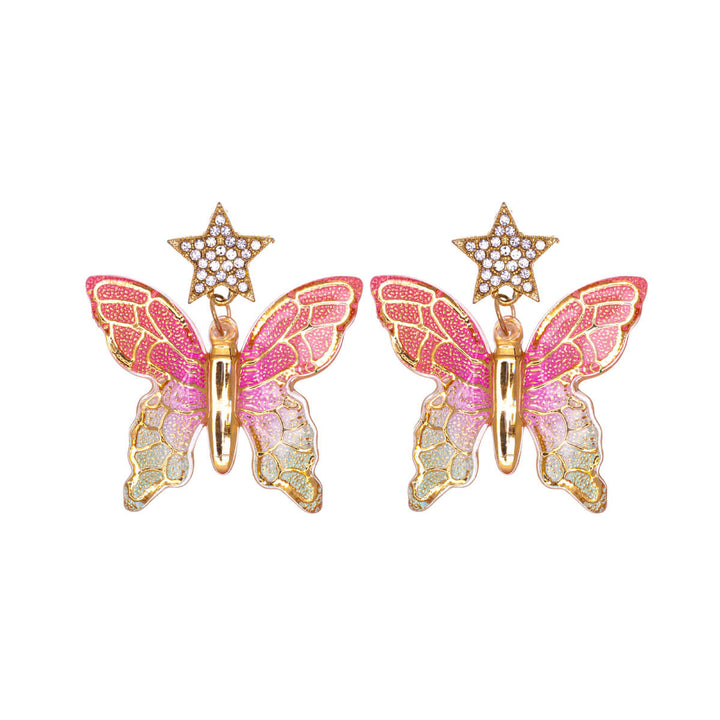 Hanging colourful butterfly earrings