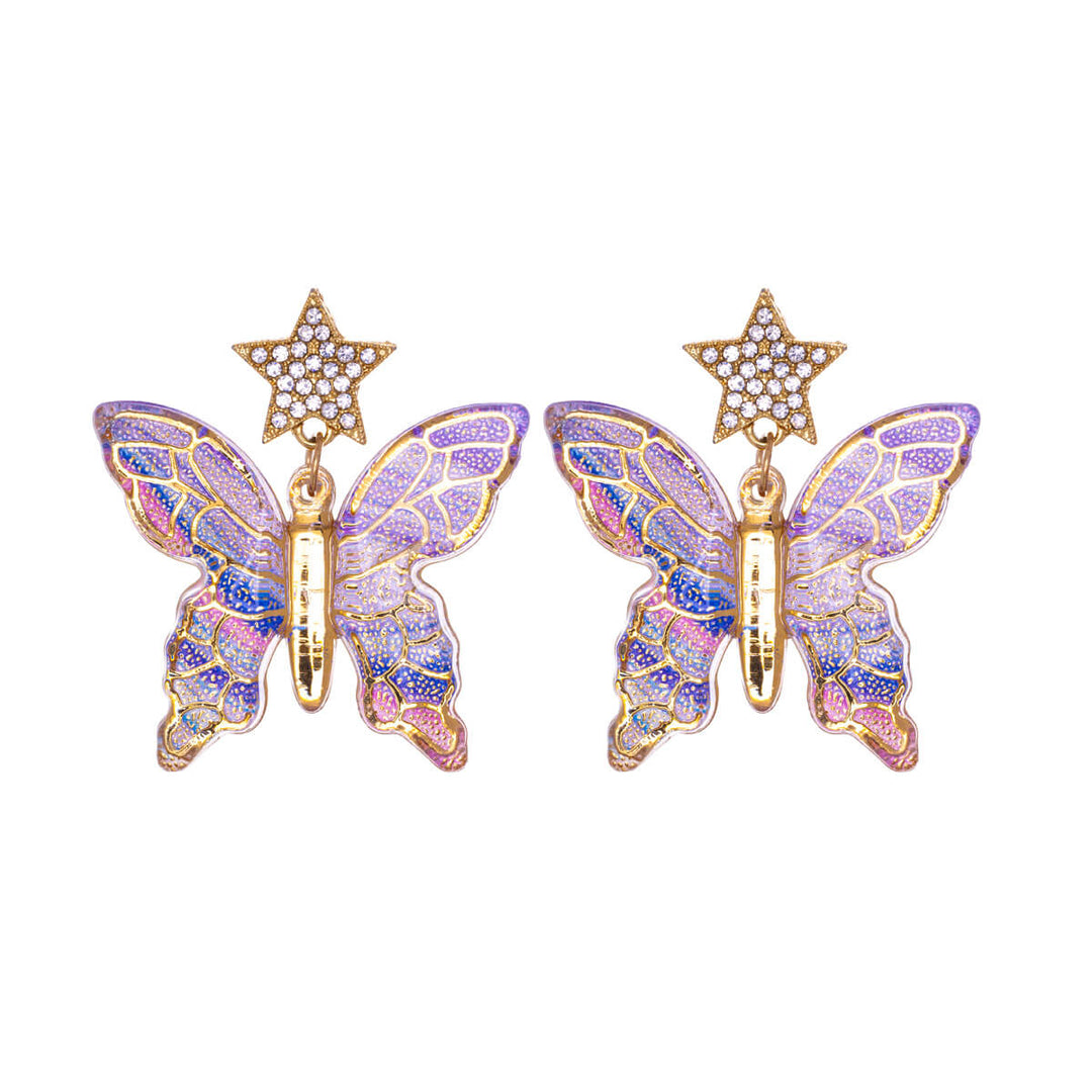 Hanging colourful butterfly earrings