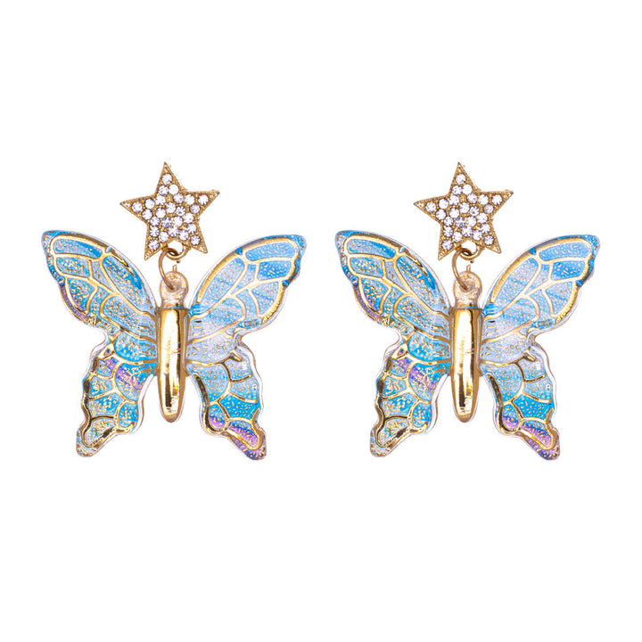 Hanging colourful butterfly earrings