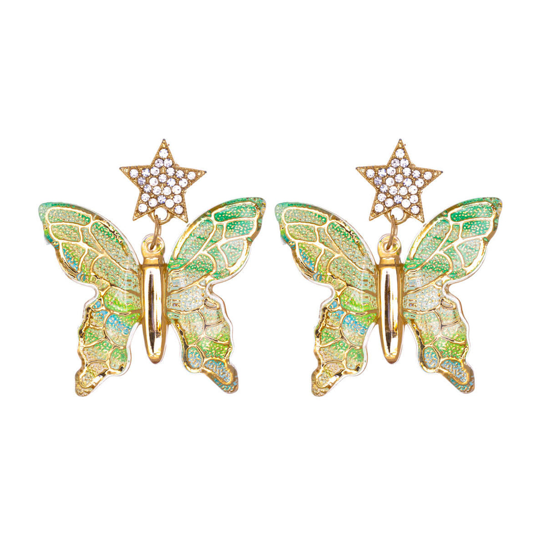 Hanging colourful butterfly earrings