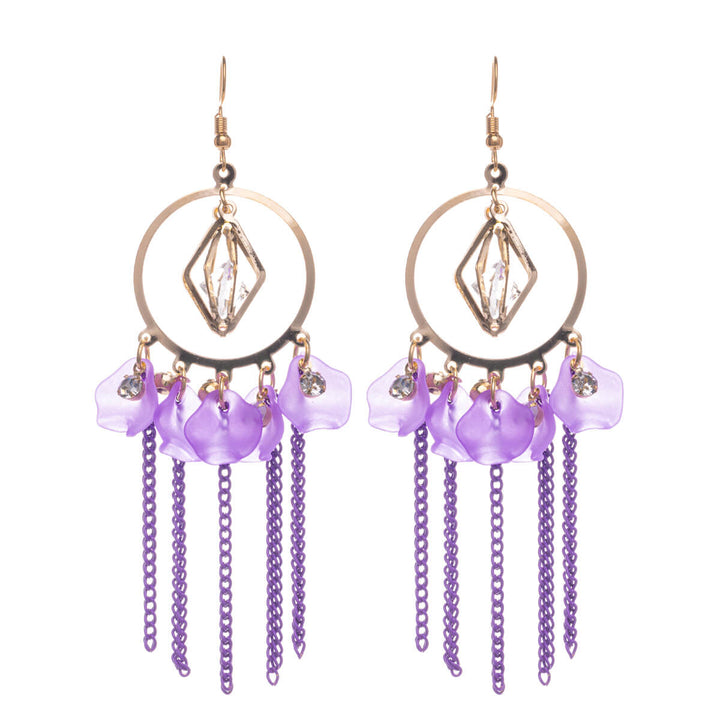 Hanging colourful flower earrings chain pendants