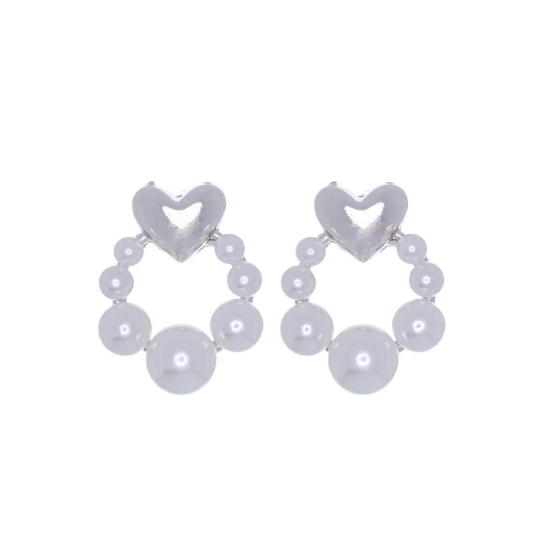 Heart earrings with pearl ring