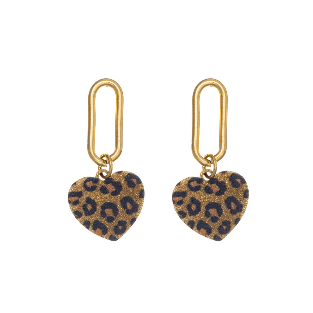 Animal earrings with hanging hearts (Steel 316L)