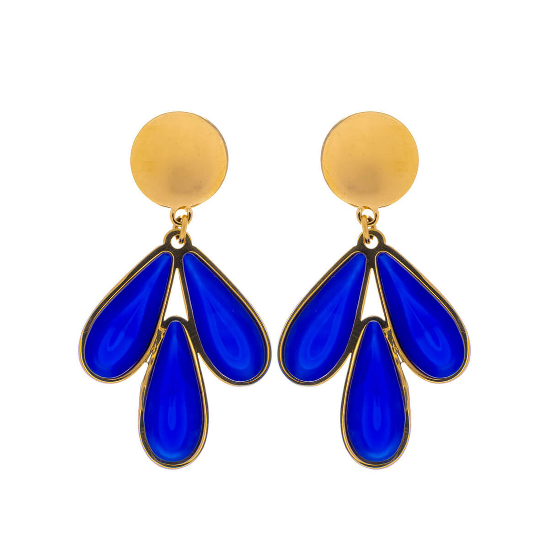 Steel earrings coloured with three drops (18k Steel 316L)