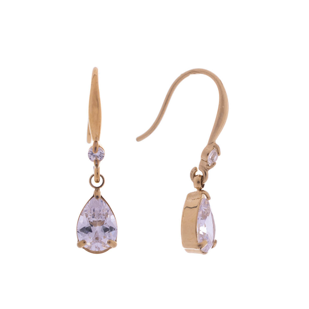 Zirconia drop earrings with hook (Steel 316L)