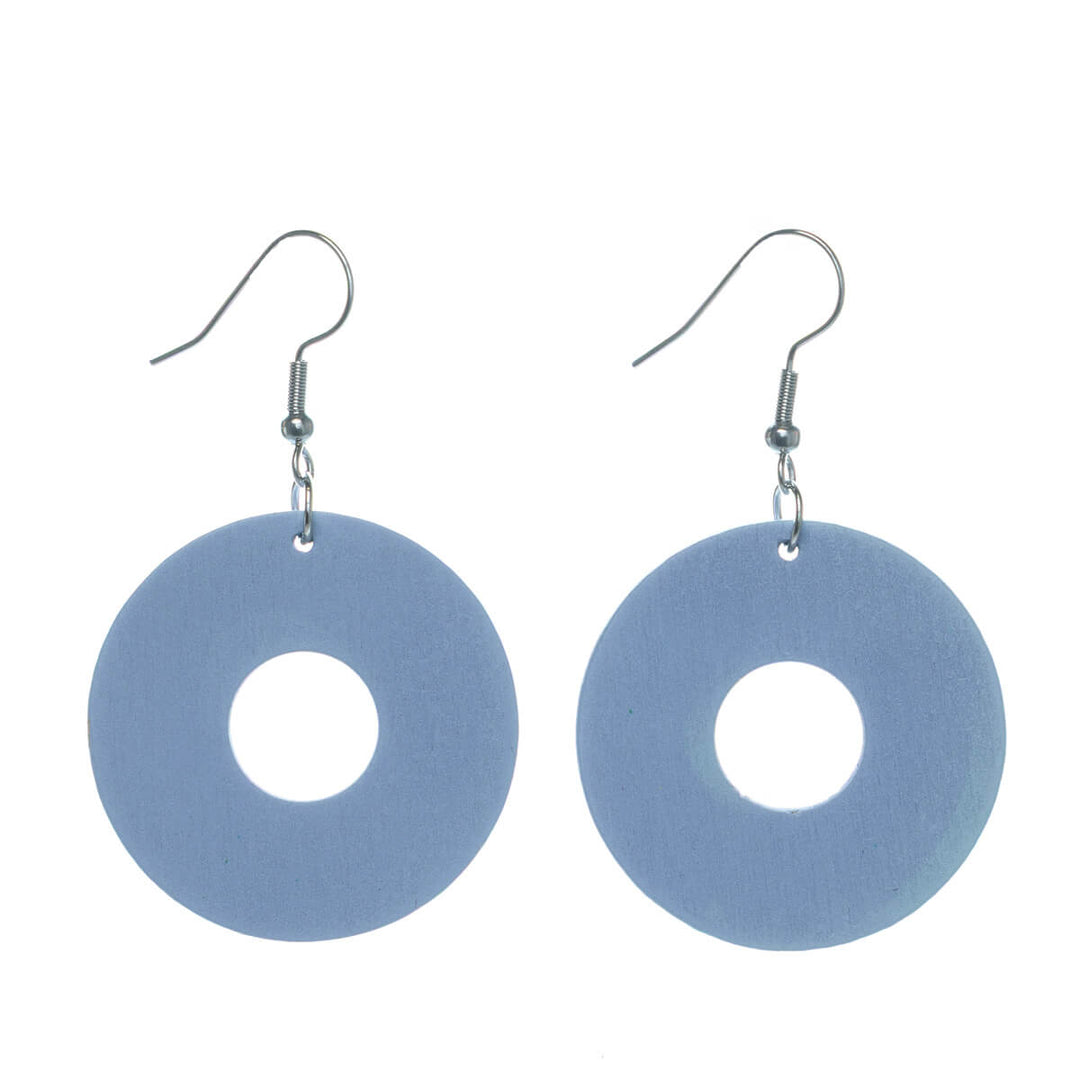 Wooden circle earrings (Steel 316L)