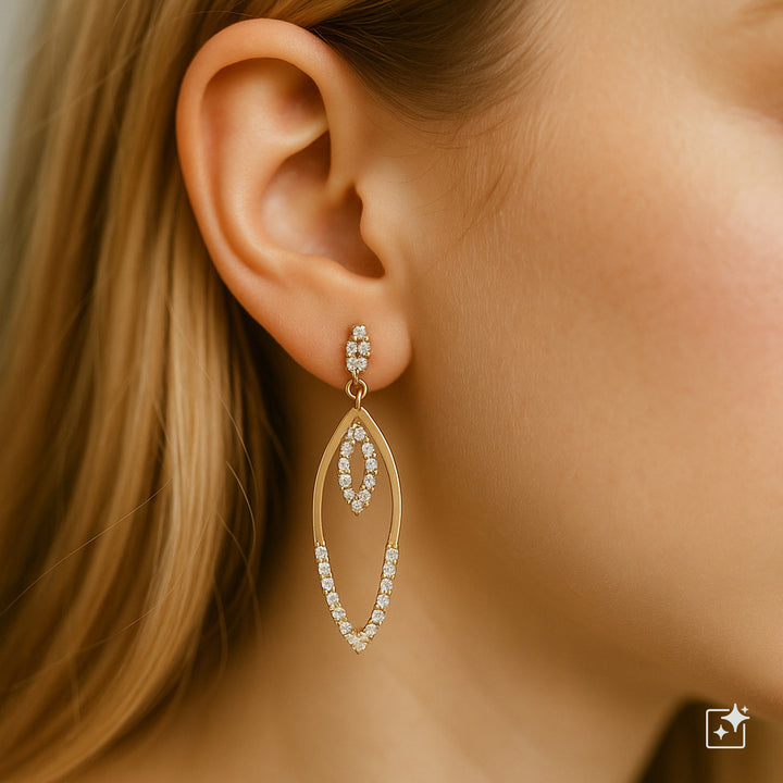 Rhinestone earrings with hanging tips