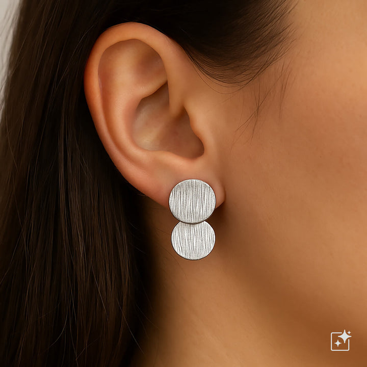 Dangling flat round drop earrings (316L steel)