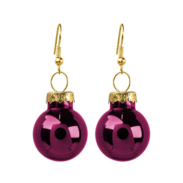Mirrored Christmas ball earrings ø2cm (316L steel)
