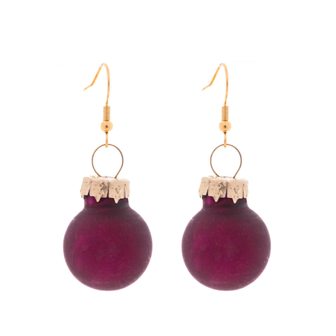 Matt finish Christmas ball earrings ø2cm (316L steel)