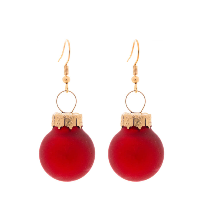 Matt finish Christmas ball earrings ø2cm (316L steel)