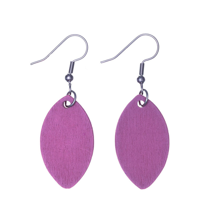 Wooden oval earrings (316L steel)