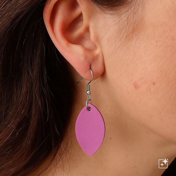 Wooden oval earrings (316L steel)