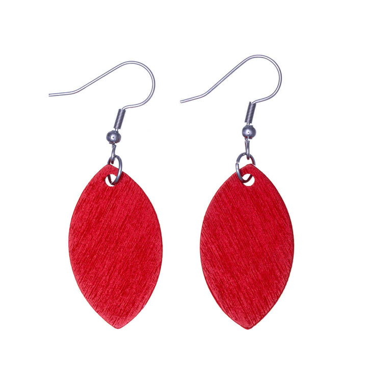 Wooden oval earrings (316L steel)
