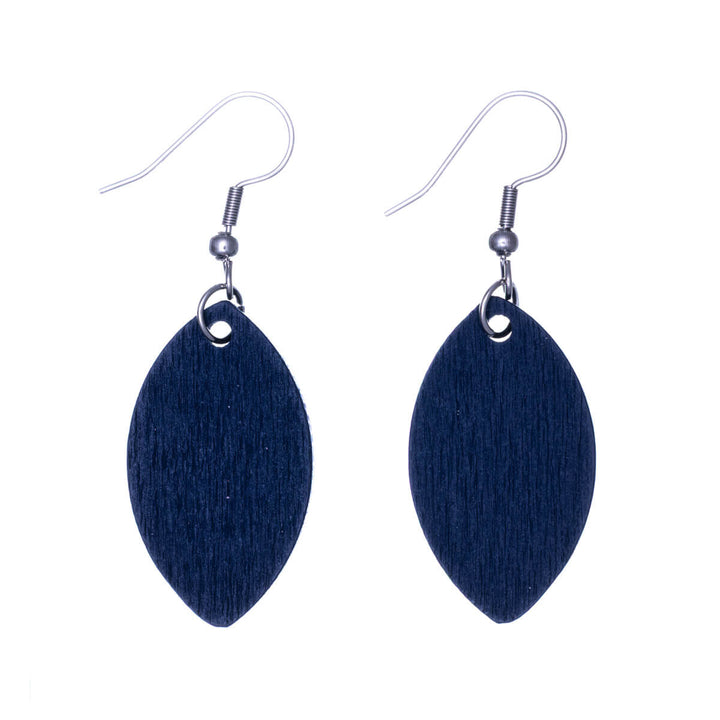 Wooden oval earrings (316L steel)