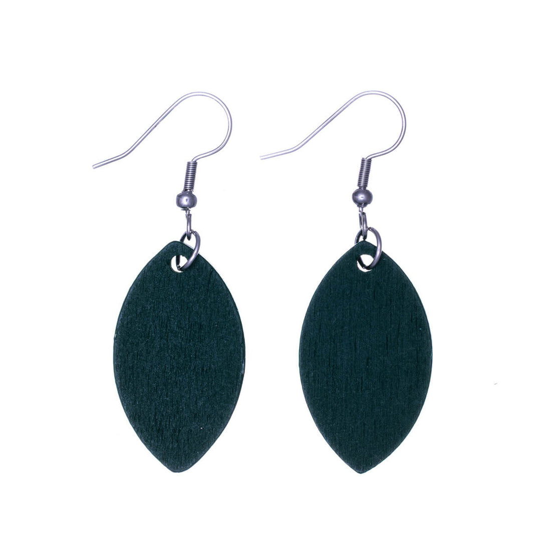 Wooden oval earrings (316L steel)